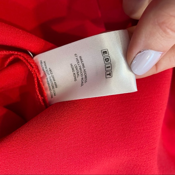 EDIT Flute Sleeve Frill Crepe Top Red Sz Small - Picture 6 of 9